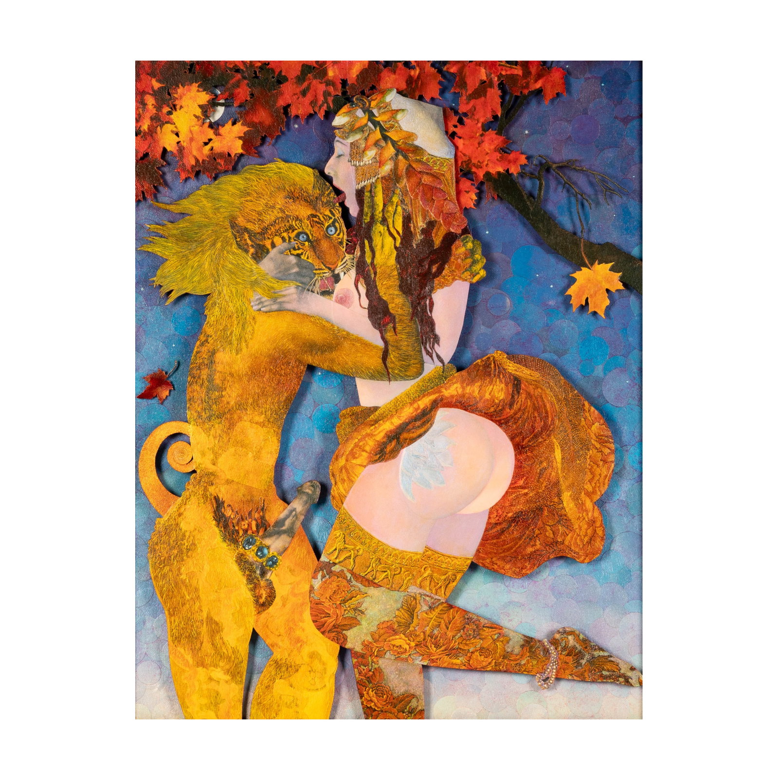 Carlos Quinta Kemm, The Beast and Beauty: Carlos Quinta Kemm American B. 1953 The Beast and Beauty cut paper and mixed media 1990; titled to label on frame backing 29 3/4 x 38 3/4 in. (75.6 x 98.4 cm.) Notes: This item does not qualify for in