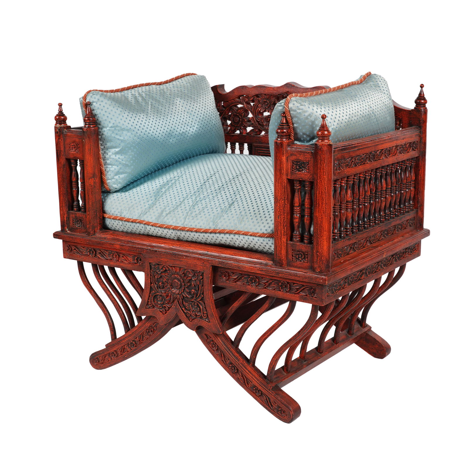 An Indian Carved Red-Lacquered Chair (1 of 9)