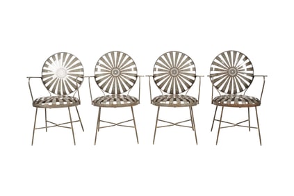 A Set of Four Francois Carre-Style Sunburst Patio Chairs