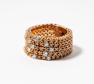 18 Karat Rose Gold and Diamond Articulated Ring