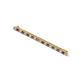 18 Karat Two-tone Sapphire and Diamond Brooch