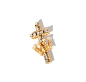 14 Karat Cross with Crown Pearl Brooch/Pendant