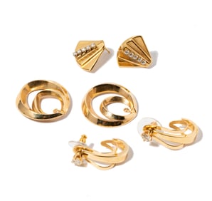 Two Pairs Of Yellow Gold Earrings and Earring Jackets
