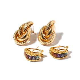 Two Pairs of Yellow Gold Earrings