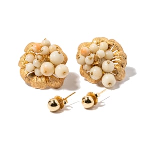 Two Pairs Of 14 Karat Yellow Gold Earrings
