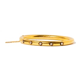 14 Karat Yellow Gold Diamond Bangle