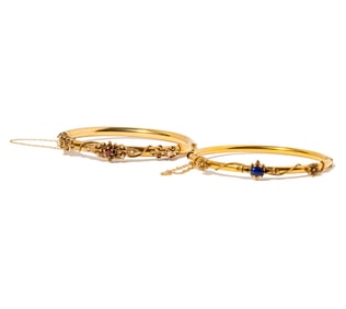 Two 14 Karat Gold Bangle Bracelets