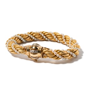 18 Karat Yellow Gold Pearl Rope Bracelet