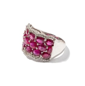 14 Karat White Gold, Diamond and Ruby Ring