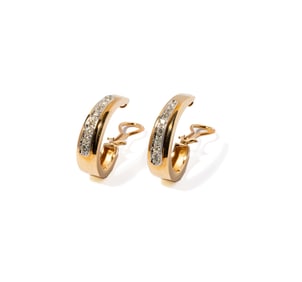 Hammerman Bros. One Pair of 14 Karat Yellow Gold Diamond Earrings