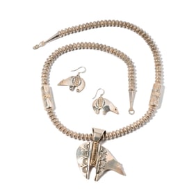 Sterling Silver Bear Necklace and Earrings
