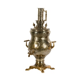 A Silverplate and Brass Samovar
