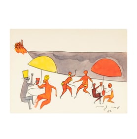 Amos Keinan, 1927-2009, Figures at the Beach