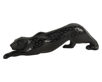 A Lalique Black Glass Zelia Panther Sculpture