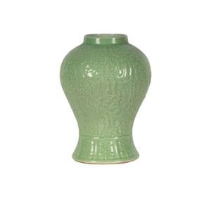 A Chinese Celadon-Glazed Porcelain Vase