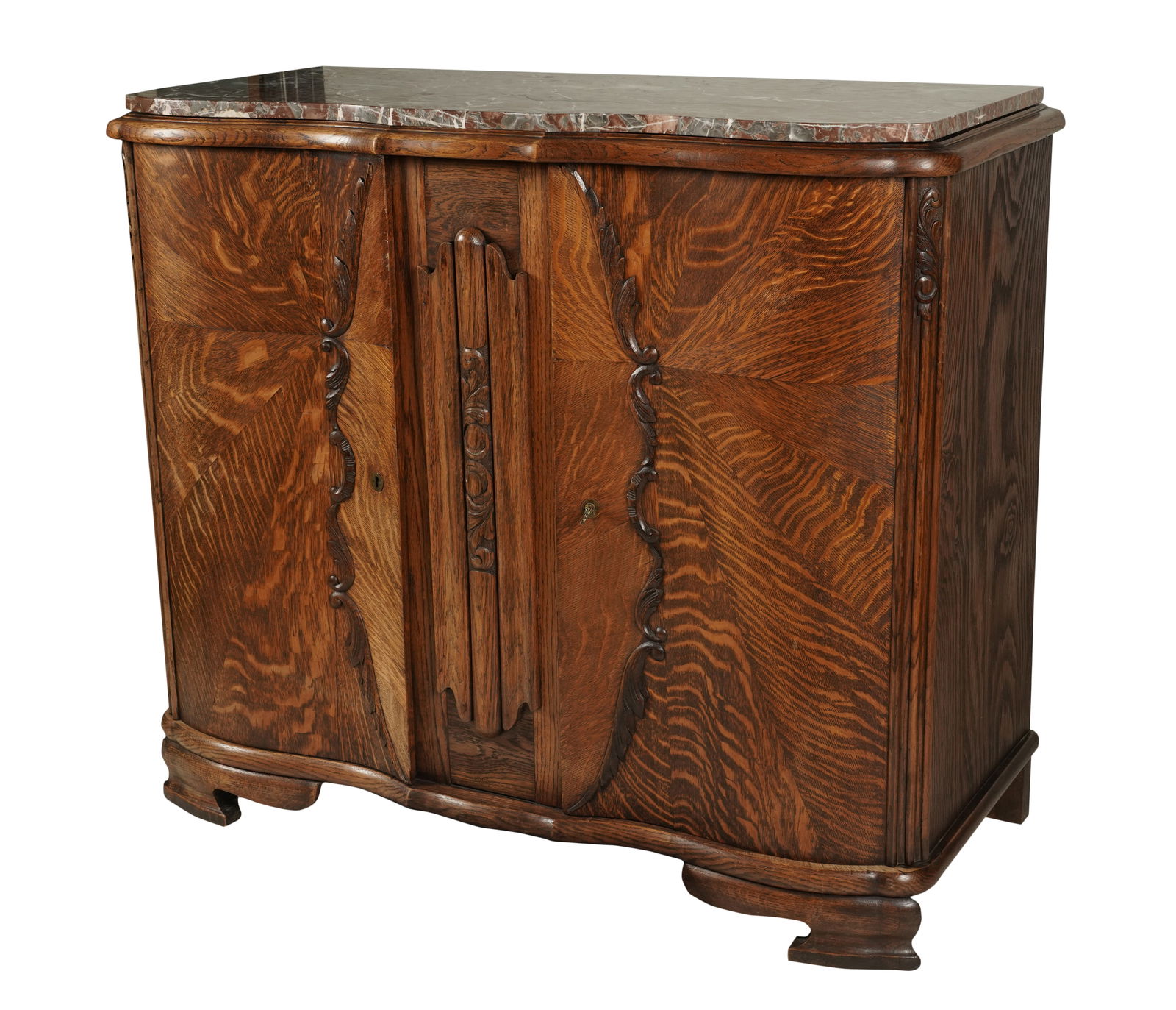 A Marble-Top Carved Oak Side Cabinet / Server (1 of 14)