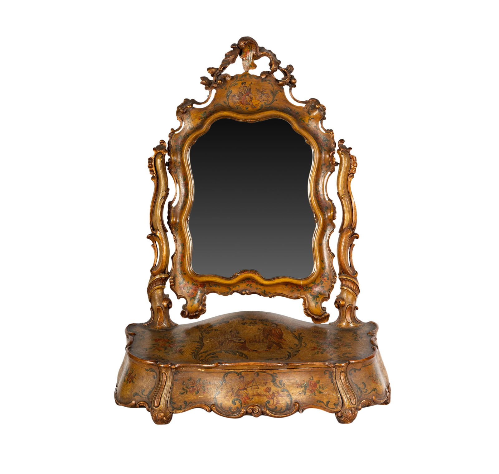 An Italian Rococo-Style Hand-Painted Vanity Mirror (1 of 16)