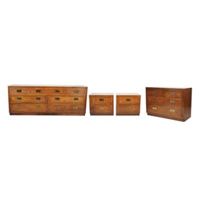 A Henredon Four-Piece Campaign-Style Bedroom Suite