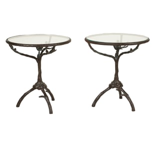 A Pair of Giacometti-Style Twig and Bird Form Cocktail Tables