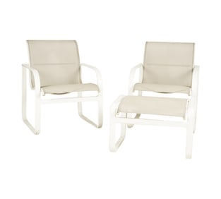 A Pair of Brown-Jordan Chairs and an Ottoman