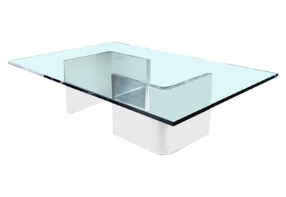 A Lucite and Glass Coffee Table