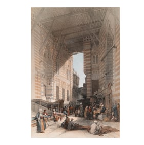 After David Roberts, 1796 - 1864, Bazaar of the Silk Mercers, Cairo