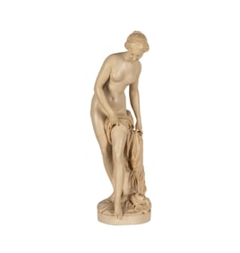 A Carved Marble Figure of a Bather