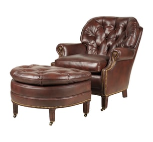 A Hancock and Moore Leather Club Chair and Ottoman