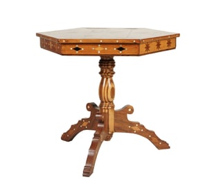 A Tramp Art Style Hexagonal Center Table