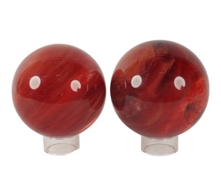 Two Art Glass Spheres