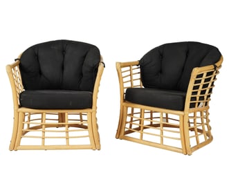 A Pair of Rattan Armchairs