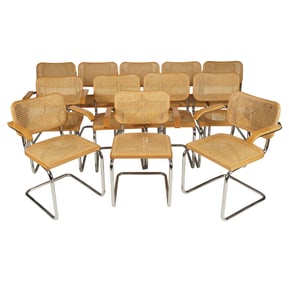 Twelve Marcel Breuer Cesca Dining Chairs