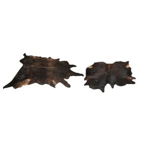 Two Large Dark Brown Cow Hides