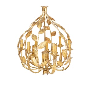 An Italian Gilt Tole Floral Decorated Chandelier