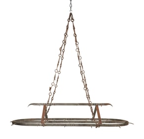 A Wrought Iron Hanging Pot Rack