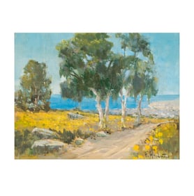 Felice Hrovat, 20th/21st century, Coastal Landscape with Path