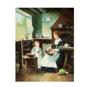 An Interior Scene of Mother and Child