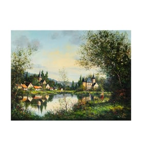Paul Valere, French 1928-1992, Chateau Landscape Scene
