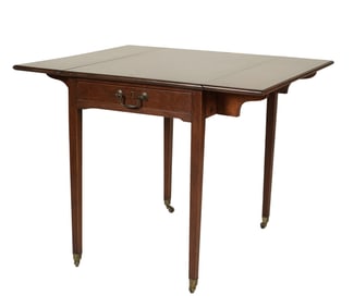 Sheraton-Style Inlaid Wood Drop-Leaf Side Table