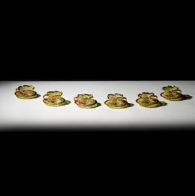 A Set of Six Hand-Painted Venetian Glass Cups with Saucers