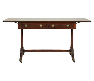 A Hekman Yew Wood Drop Leaf Sofa Table
