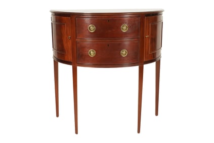 A Baker Sheraton-Style Mahogany Demilune Console Table