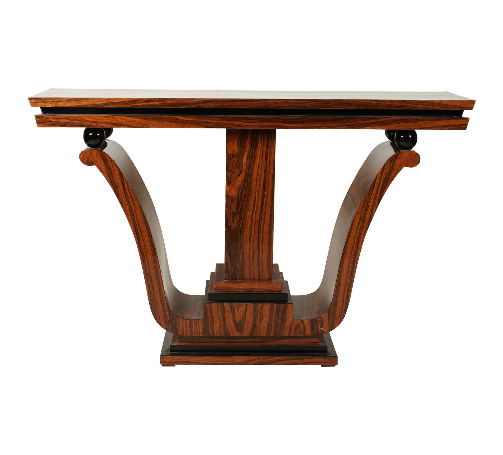 An Art Deco Style Console Table: contemporary 33 1/2 x 52 3/4 x 15 3/4 in. (85.1 x 134 x 40 cm.) This item does not qualify for in-house shipping. Please refer to our preferred shipper's list at https://www.abell.com/buy-sell/how-to-