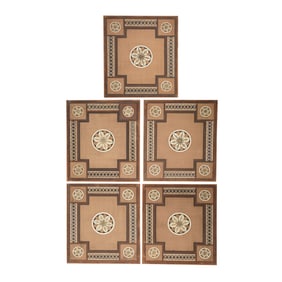 Set of Five Decorative Painted Canvases