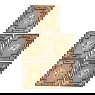 Set of Five Decorative Painted Canvases: painted to imitate marble or scagliola panels Each 51 x 45 in. (129.5 x 114.3 cm.) This item does not qualify for in-house shipping. Please refer to our preferred shipper's list at