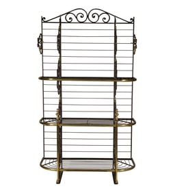 An Iron and Brass Baker's Rack