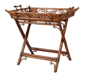 A Bamboo Butler's Tray on Folding Stand
