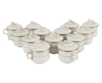 A Set of Thirteen Herend Porcelain Pots de Creme