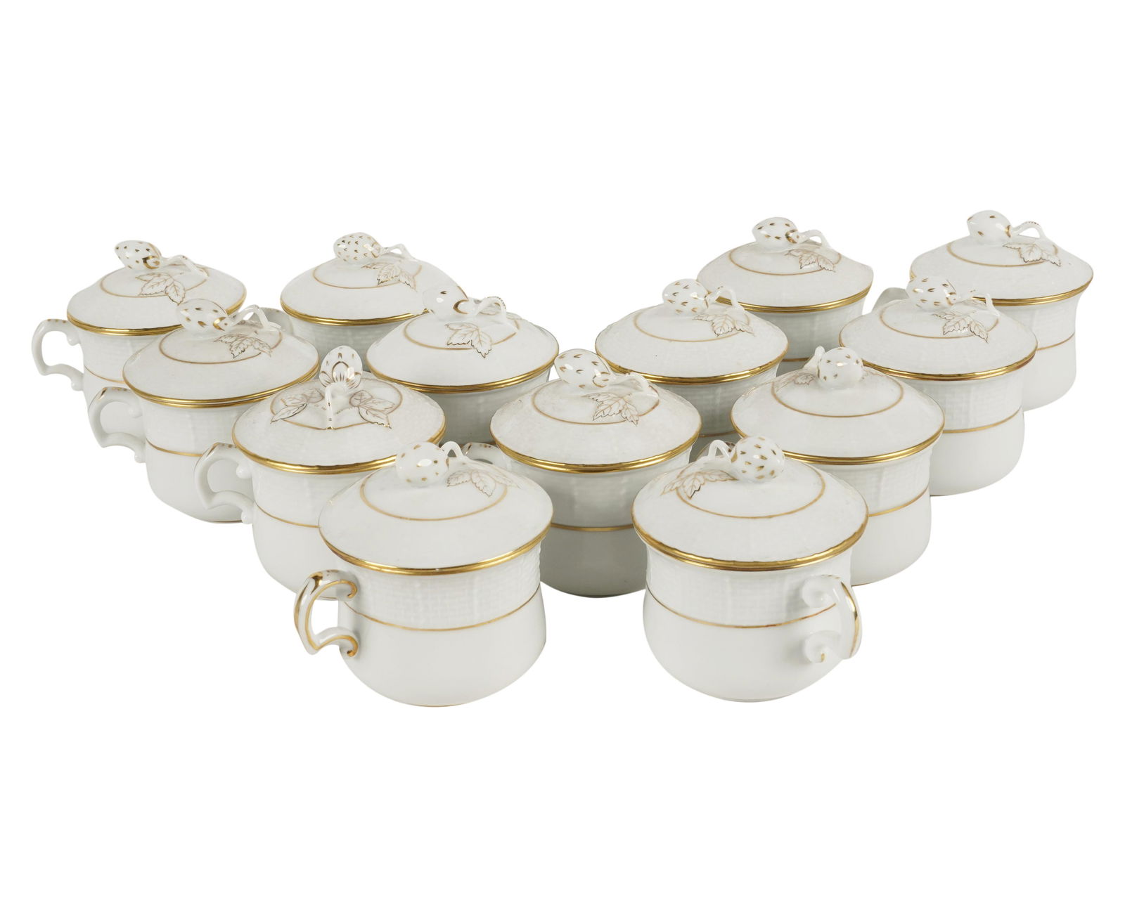 A Set of Thirteen Herend Porcelain Pots de Creme (1 of 12)