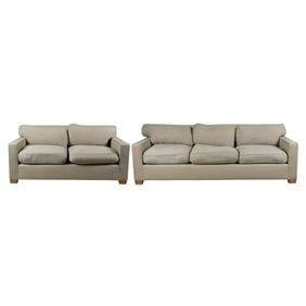 A Loro Piana Upholstered Sofa and Loveseat